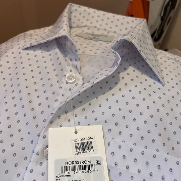 NWT Nordstrom Trim Fit Stretch Performance Print Button-Up Shirt SzM TrimFit - Picture 3 of 5